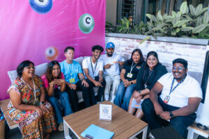 Rank Interactive customer service team in Mauritius sharing a moment at CareerHub JobFair